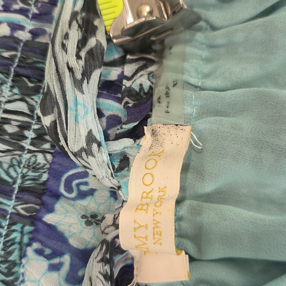 Blue Patchwork Halter Smocked Ruffled Mini Dress - image 9